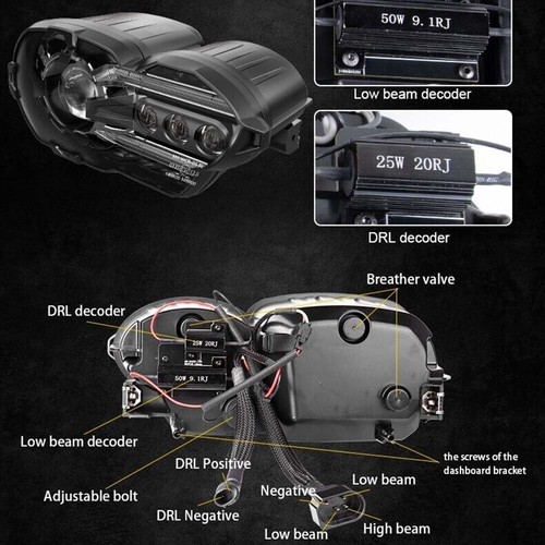 Motorcycle LED Healight High Low Beam For BMW K1200R 2005-2009 K1300R 2010-2013 - Picture 11 of 12