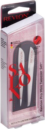 Revlon Salon Pro Precise Mini Tweezer Set Slanted & Pointed Tip Tweezer W/Pouch - Picture 5 of 6