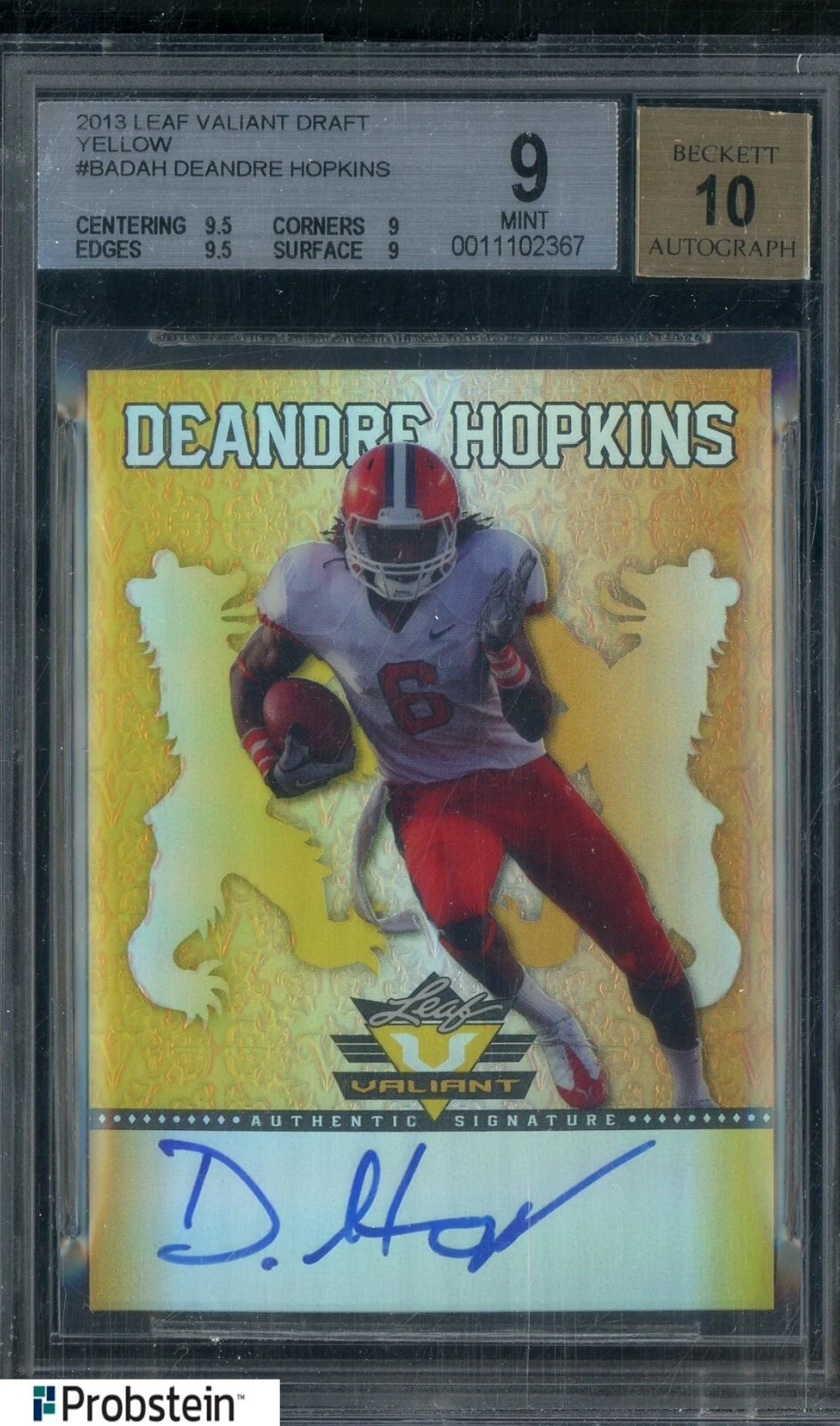 DeAndre Hopkins Leaf Valiant #BADAH Autograph-Yellow