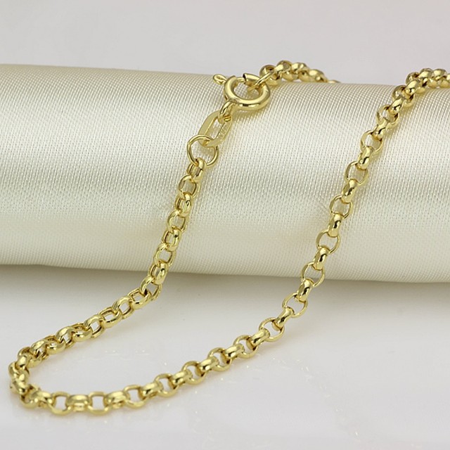 Authentic 18K Yellow Gold Classic 2.5mm Rolo Link Chain Necklace 55cm