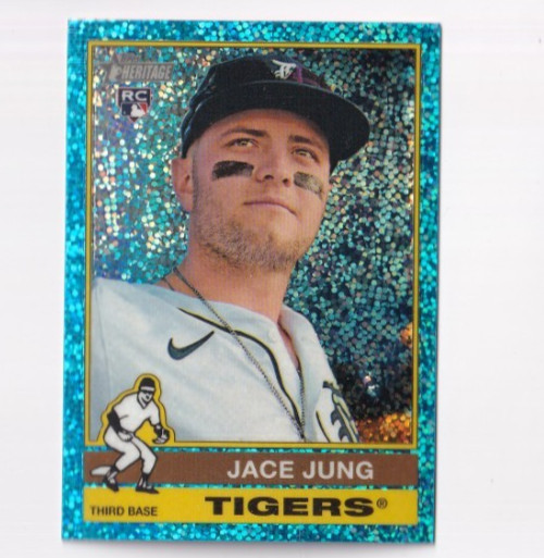 Jace Jung 2025 TOPPS HERITAGE ROOKIE CHROME LIGHT BLUE SPARKLE #71 TIGERS