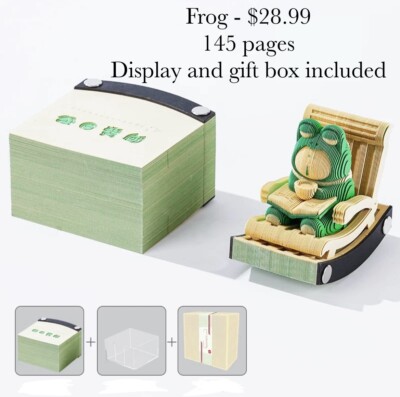 Frog 3D Aesthetic and Cute Sticky Note Art for Decorating Office and Desk