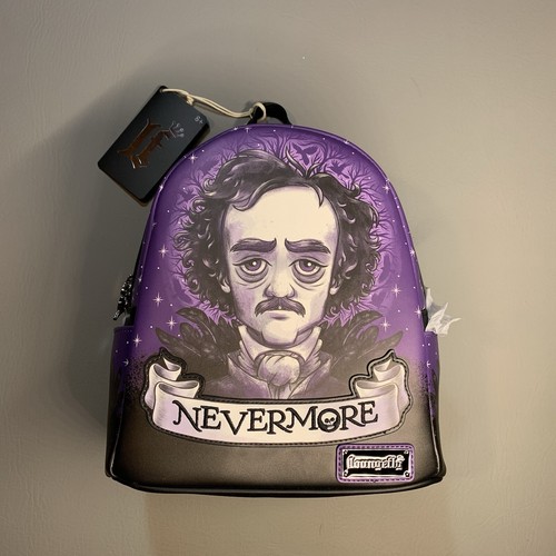Loungefly Edgar Allen Poe Portrait Mini Backpack Nevermore Raven Bag Poet Books