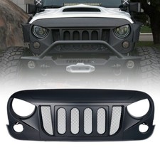 Front Matte Black Front Grille Grill Grid W Mesh For Jeep Wrangler Jk 2007-2018
