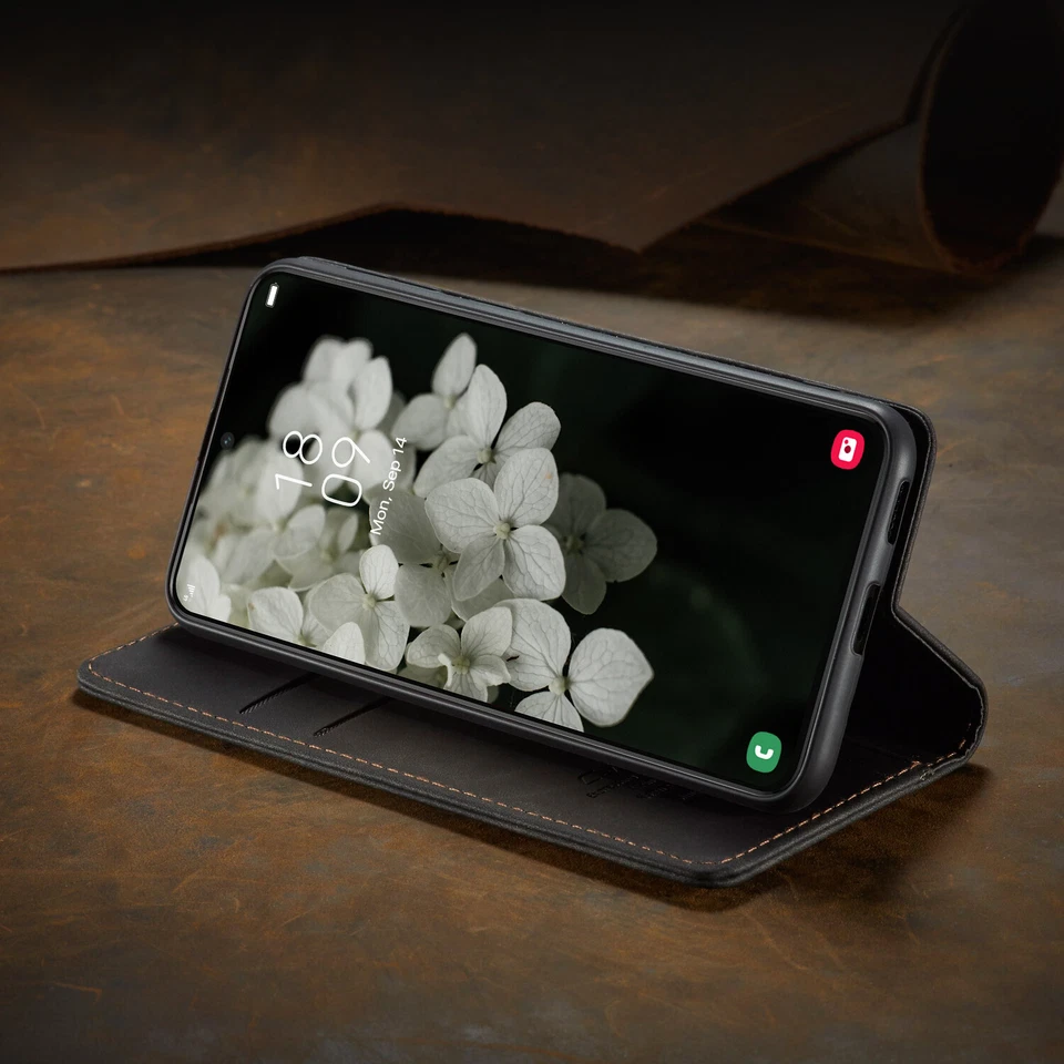 Funda tipo billetera de cuero retro con soporte para Samsung S25 Ultra/S23+/S24 FE/Note 20 Foto 4 de 4