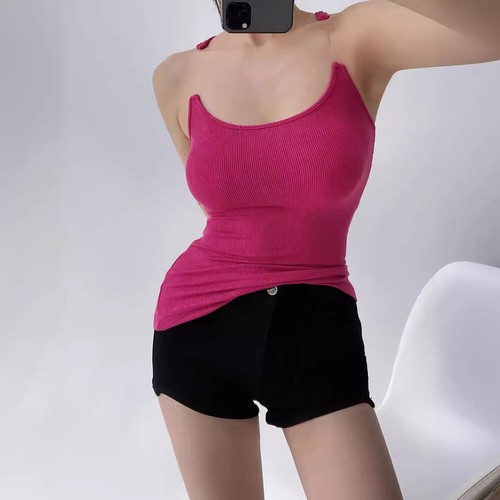 Y-Back Tank Tops Sleeveless Shirt Invisible Clear Straps Vest Tees Sexy Camisole - Picture 5 of 23