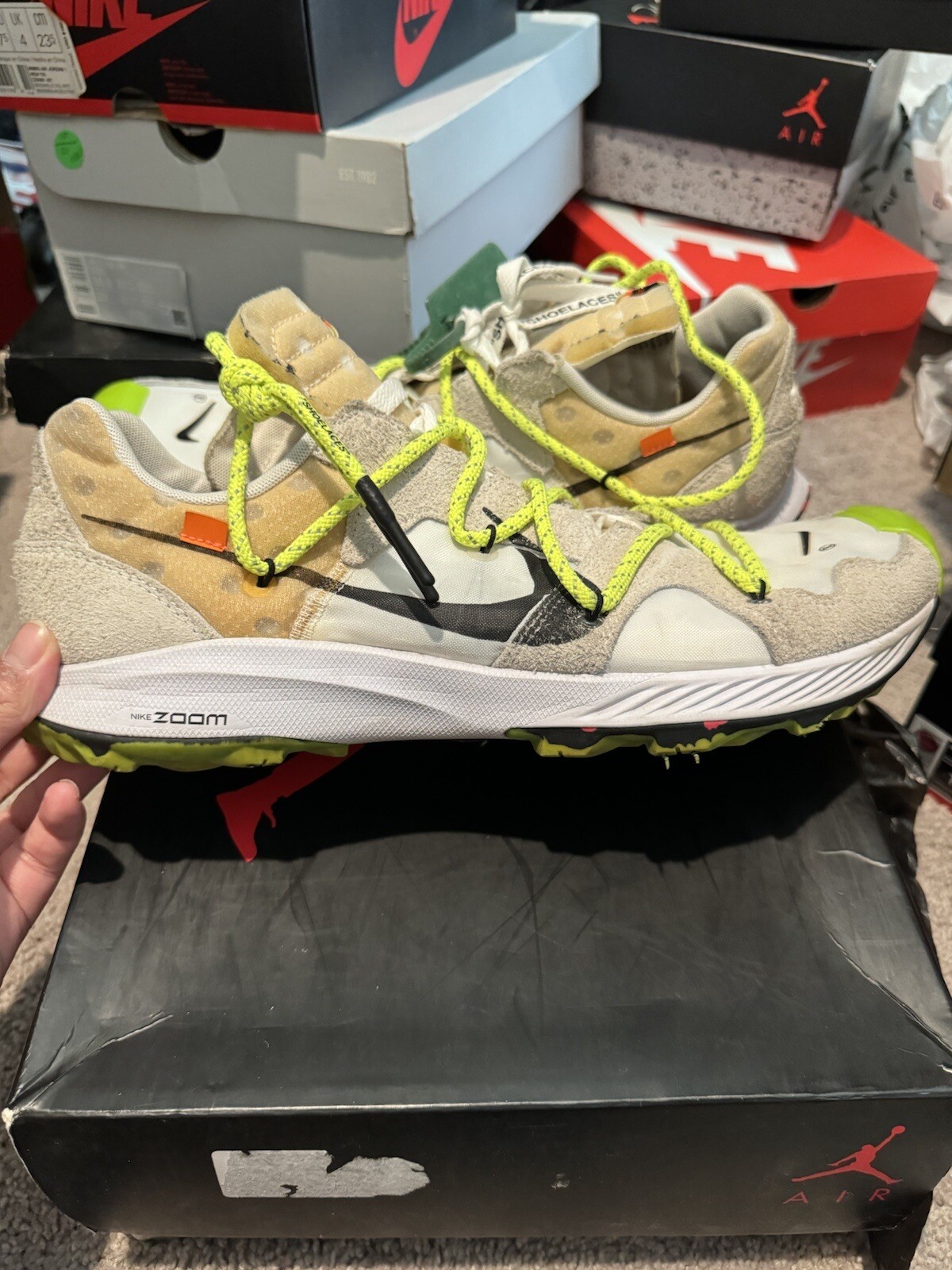 OFF WHITE X NIKE Taglia 14W 12 5M Nike Air Zoom Terra Kiger 5x BIANCO SPORCO atleta in corso