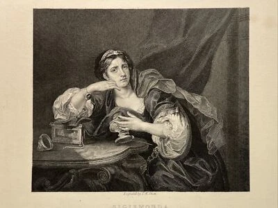 SIGISMONDA With The Heart Of Her Husband William Hogarth Stahlstich Engraving - Bild 1 von 4