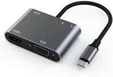 Image of USB C to HDMI VGA USB 3.0 Adapter USB 3.1 Type C to HDMI 4K, VGA, USB 3.0 Port,