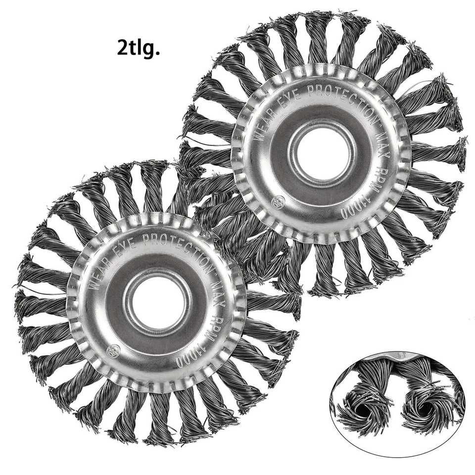 4X Drahtbürste Für Flex, Winkelschleifer Ø100mm X 16mm Gezopft Scheibenbürste - Bild 2 von 4