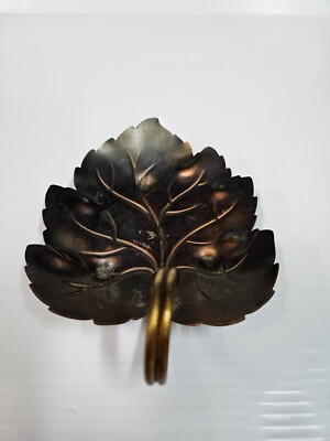 Copper Craft Guild Burnished Leaf Candy Dish Scrolled Handle 6 x4 