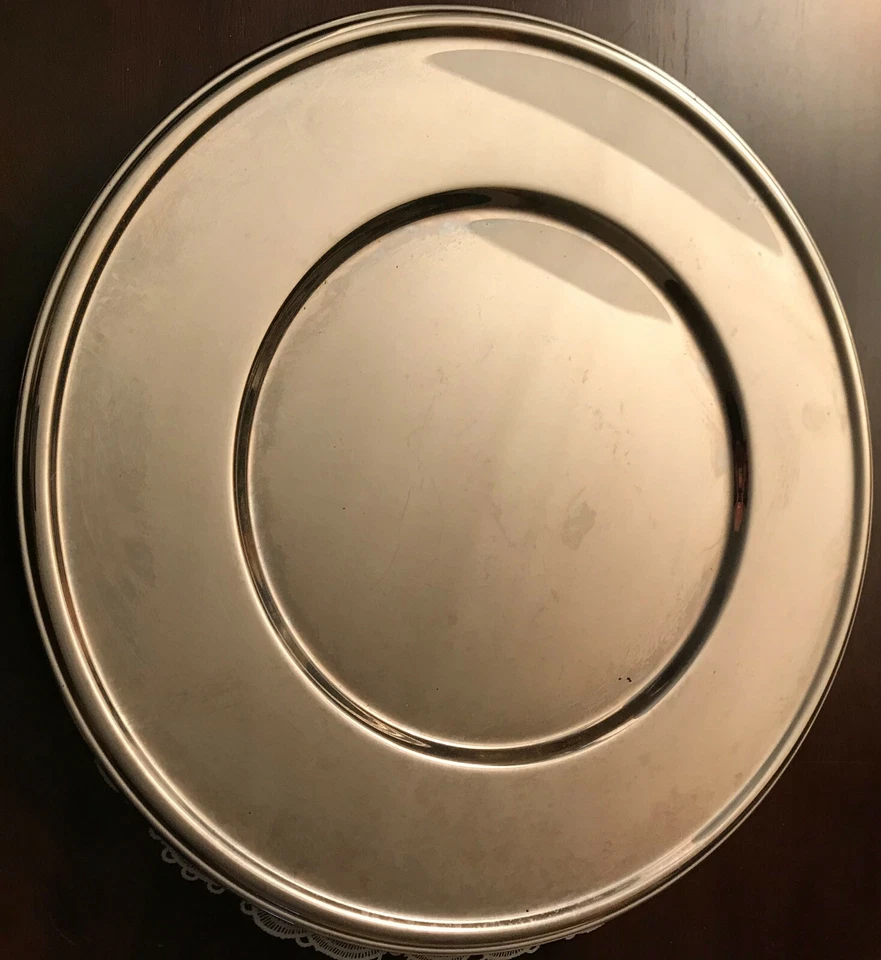 WMF CROMARGAN 5 Vassoi In Argento - Tovaglia Bianca - ROTONDO - Immagine 2 di 3