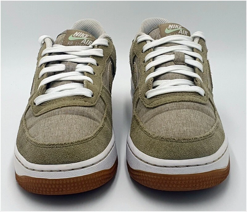 Nike Air Force 1 Low Suede Trainers 596728 201 Khaki Green Gum UK5