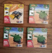 4 Lot BLOKKO Toys 3 Army Cannon Special Forces 1 Bulldozer Interlocking Blocks