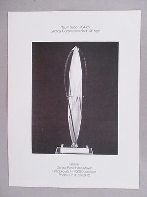 Naum Gabo Art Gallery Exhibit PRINT AD - 1978