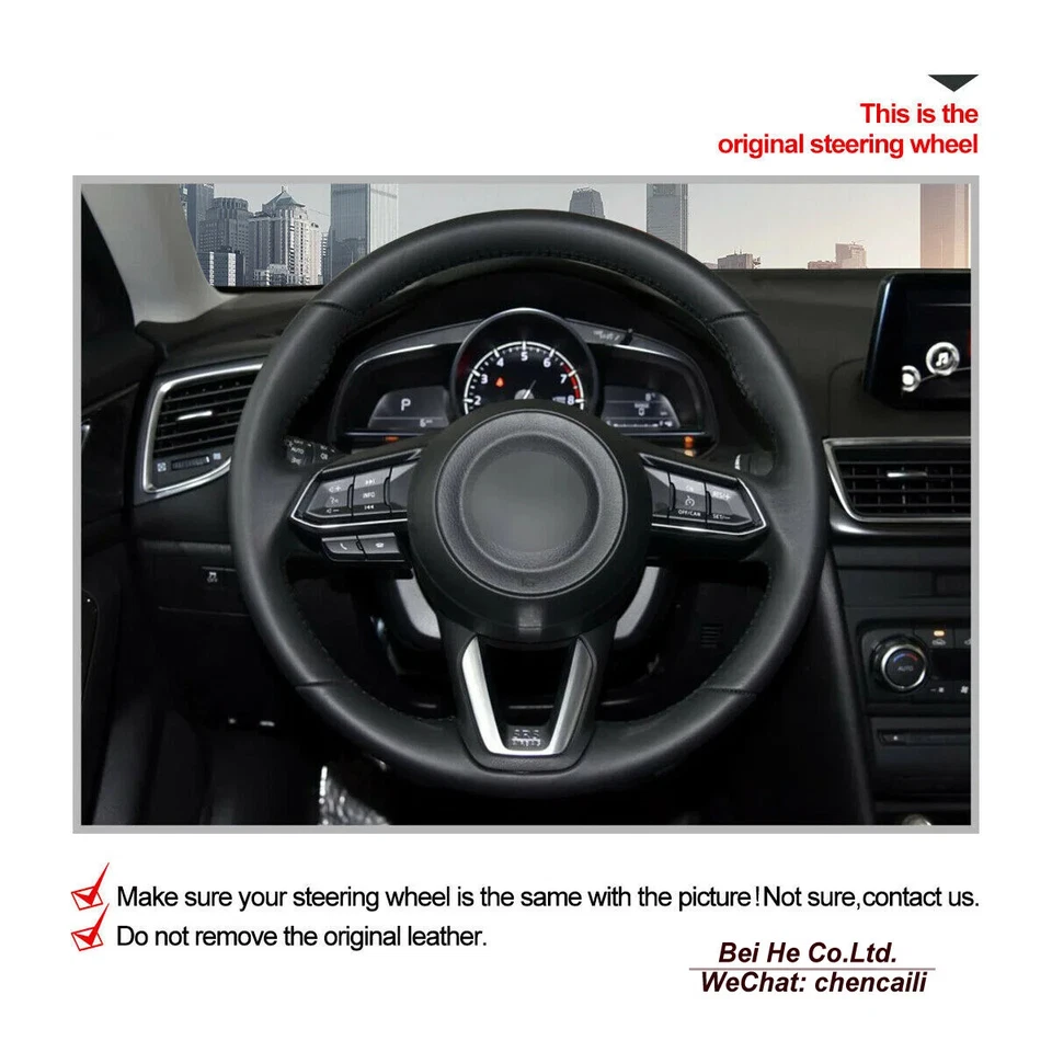 Сделай сам замшевый чехол для рулевого колеса ручной шитье для Mazda 3 2017-2018 CX-3 2018-2019 - Изображение 2 из 4