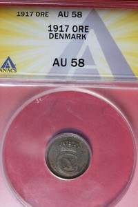 1917 ORE ANACS AU58 DENMARK #B48398