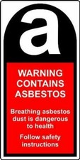 Warning Contains Asbestos 25 x 50mm Safety Labels - Roll of 500 labels