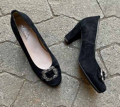 Trachtenschuhe, Pumps, Spange, 41, schwarz, Wildleder, Dirndl,  Hirschkogel