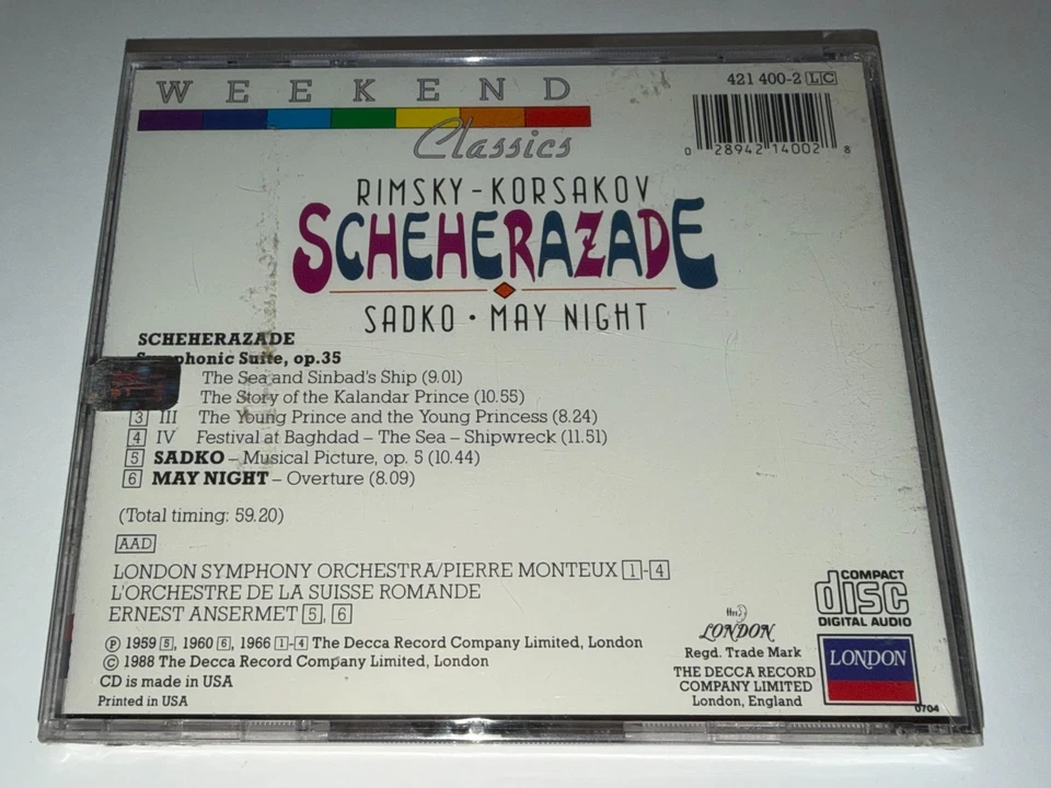 Rimsky-Korsakov Scheherazade CD Weekend Classics Sadko/May Night *NEW/SEALED* - Image 2 of 4