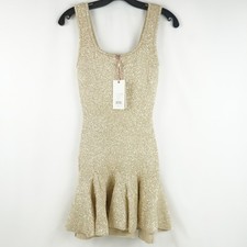 LoveShackFancy Sarajane Sequin Knit Mini Dress In Honey Gold Women's Size Small