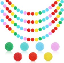 4 Pack Colorful Christmas Garland 26.5ft Rainbow Pompom Balls Party Decor New
