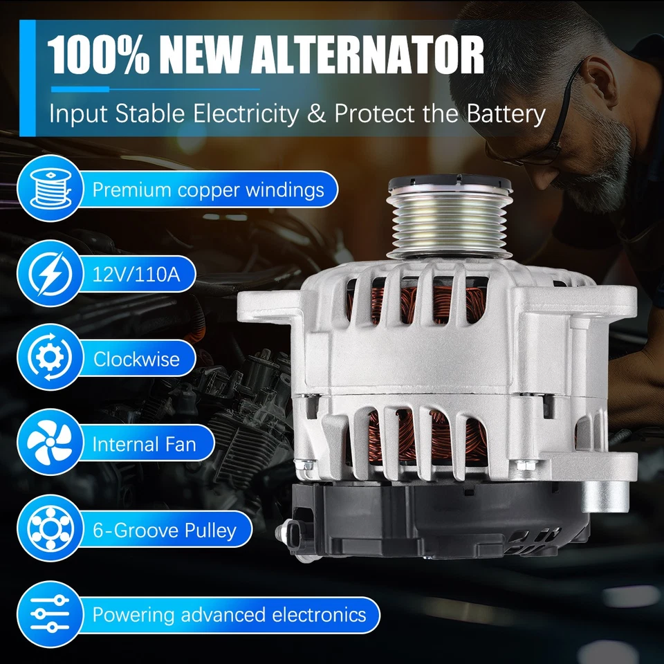 OEM Alternator for 2007 2008 2009 2011 2012 2013 Nissan Altima Sentra Rogue 2.5L - Imagem 3 de 4