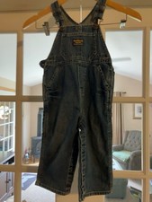 Vintage OshKosh B'gosh Blue Denim Carpenter Cotton Overalls Toddler Big Logo 24M