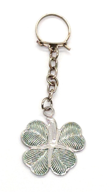 Vintage Four Leaf Clover Good Luck Charm Keyring Keychain