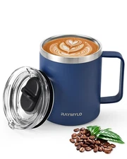 Insulated Coffee Mug 12 oz, Double Wall Stainless Steel Coffee Mug with Lids,...