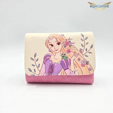 Loungefly Disney Tangled Rapunzel Pink Flowers Mini Flap Wallet New