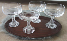 4 stilvolle Vintage Sektschalen Champagnerschale Bleikristall massiv Rillenoptik