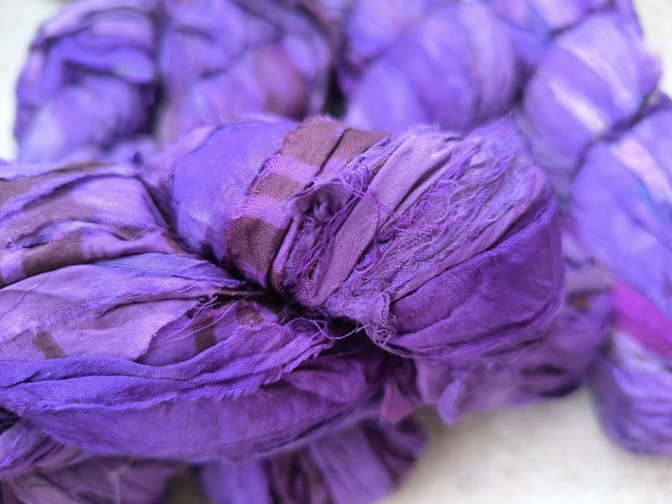 Lot of vintage silk ribbons yarns for hand knitting, 500 g, Sweden - Image 4 of 4