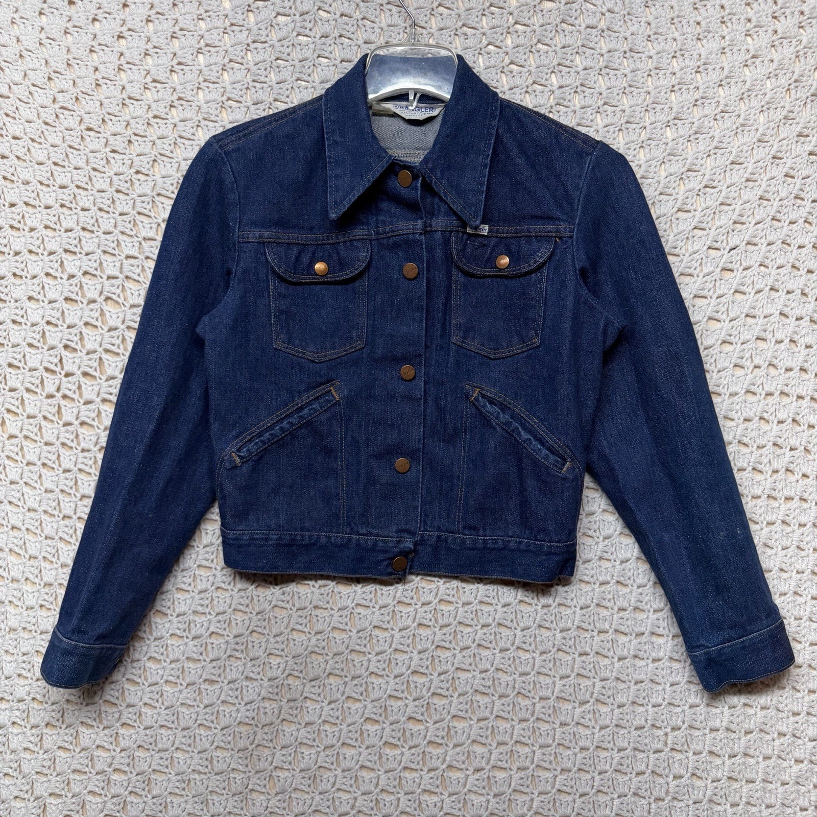 Vtg 70s Wrangler Jean Jacket Women Sz 38  M Blue Denim Weste
