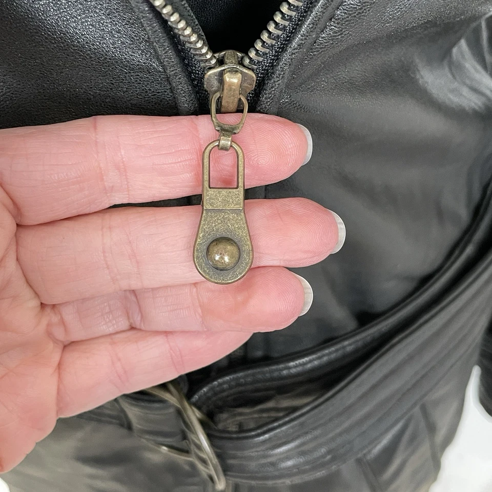 Chaqueta de moto vintage Hugo Buscati de cuero con cinturón talla M abrigo de coche minimalista Foto 3 de 4