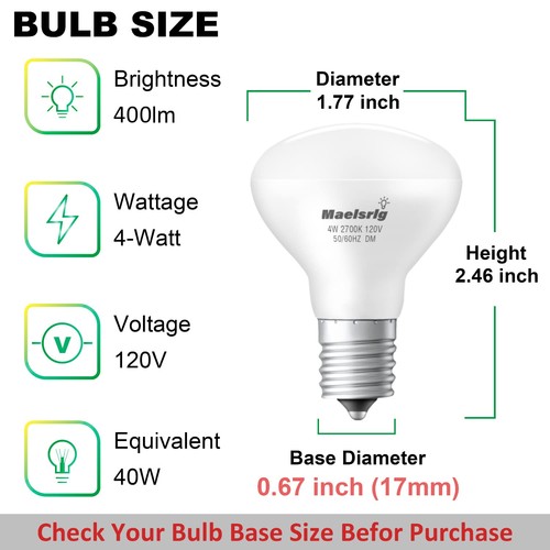 E17 R14 LED Bulb, 4W (40W Equivalent) Mini Reflector Floodlight Light Bulb, E... - Picture 3 of 7
