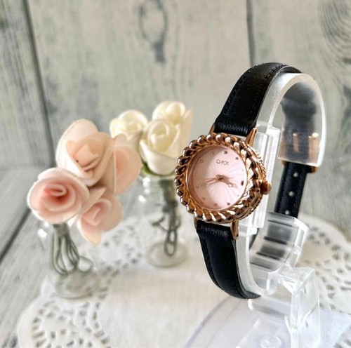 Q-pot Decoration Cake Pink Gold Ladies Quartz Watch
