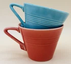 Homer Laughlin Harlequin 1938-50 Fiesta Red & Turquoise Tea Cups Set of 2