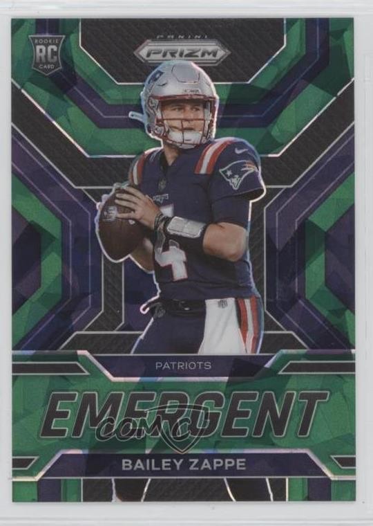 2022 Panini Prizm Emergent Green Ice Prizm Bailey Zappe #E-4 Rookie RC 7m3