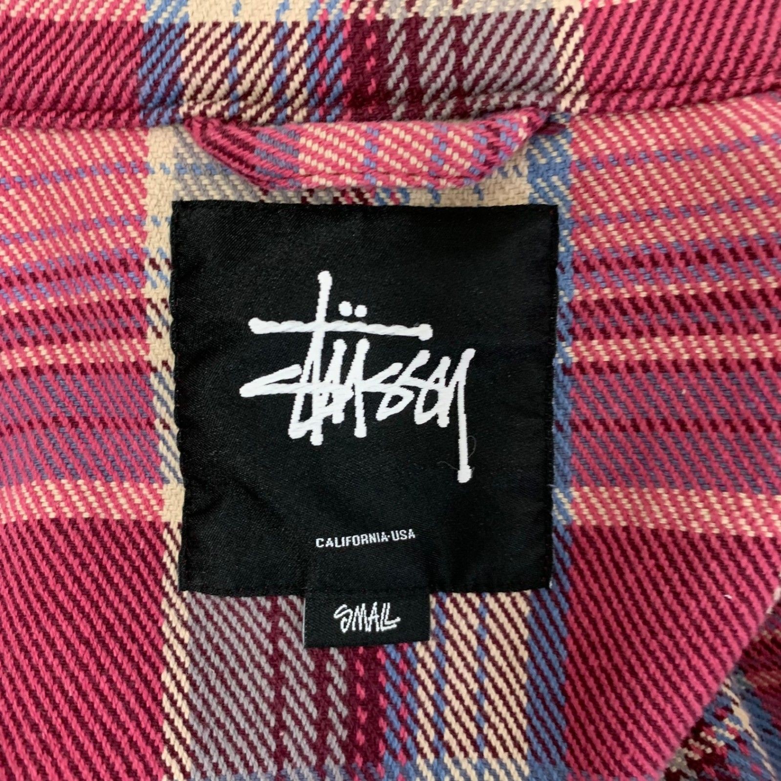 Stussy Checkered Flannel Hoodie Purple S Used Mens Casual Jacket From Japan thumbnail 3
