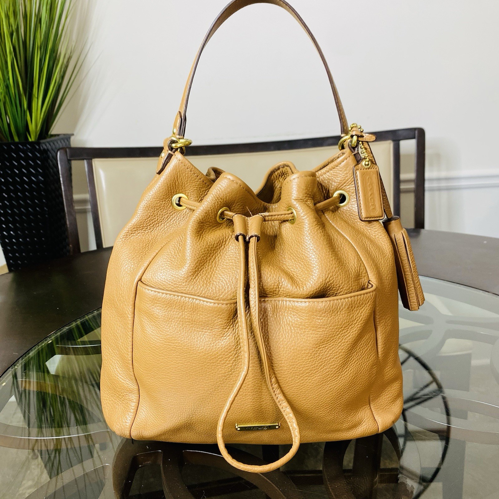 Coach Avery Pebble Leather Drawstring Bucket Bag … - image 3