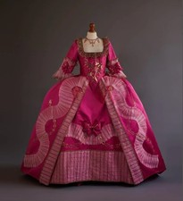 18th Rococo Prom Dress Edwardian Square Neck Half Sleeve Bow Applique Masquerade