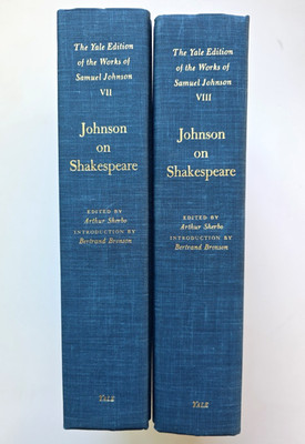 Samuel Johnson on Shakespeare Vols 7 and 8 Yale edition Works 1968 HC