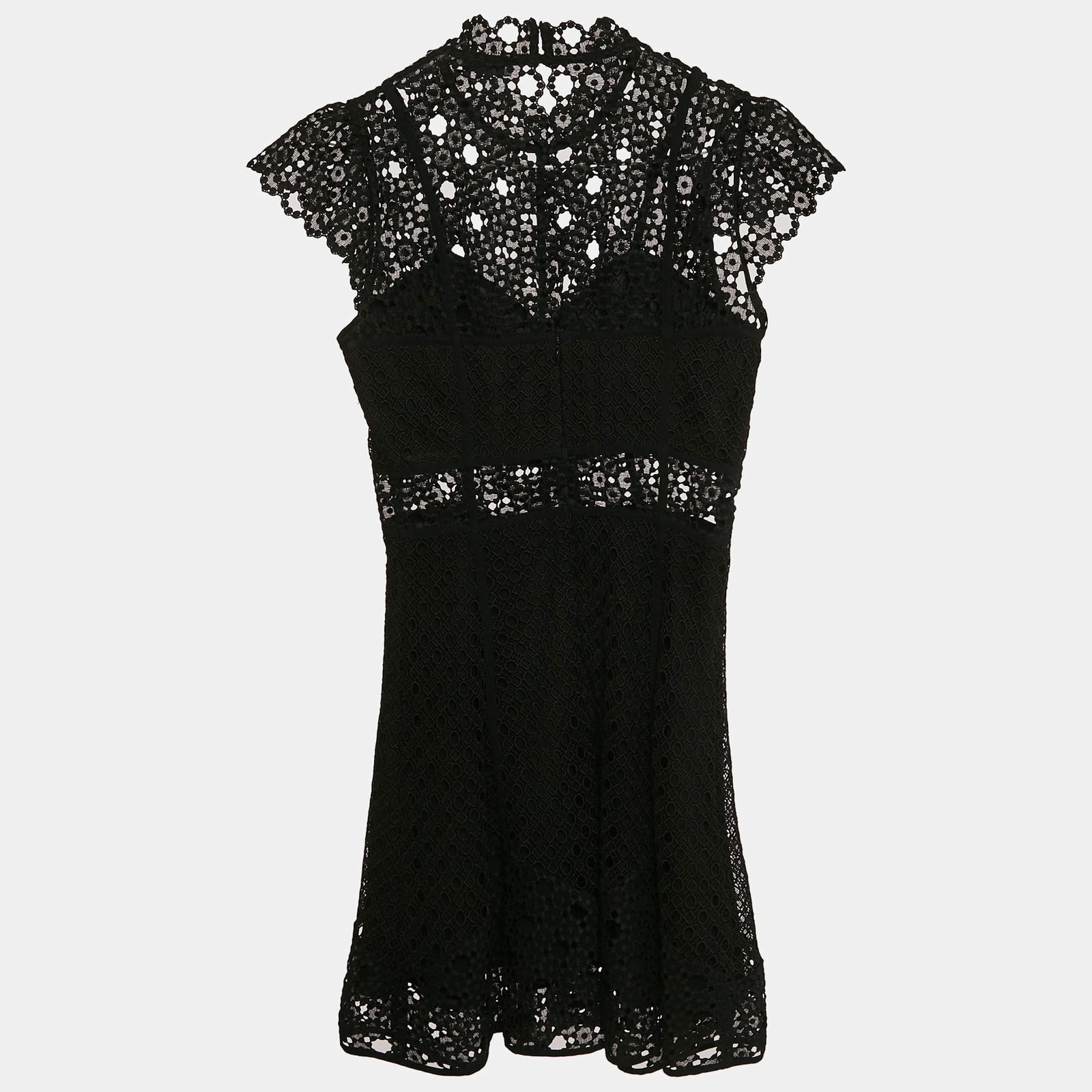Sandro Black Lace Guipure Mini Dress S
