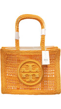 Image of Tory Burch Ella Hand Crocheted Small Tote - Peachy