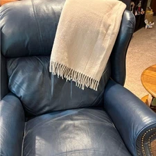 Alicia Adams Alpaca Blend Patmos Wrap Throw blanket  tan beige neutral VGUC