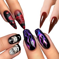 24pcs Wearable Nail Tips Fake Nails With Adhesive Press-on Stylish