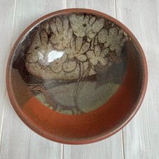 Vintage Crich Studio Pottery Diana Worthy 25cm Fruit Bowl Signed Sgraffito VGC