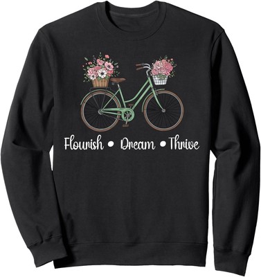 Flourish Dream Thrive Floral Bike Trump Resist Unisex Crewneck Sweatshirt