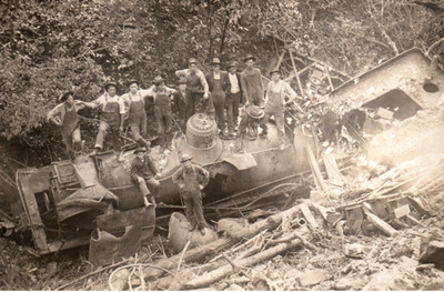 Polk County TN Conasauga Lumber Logging Train Wreck 1912 RPPC Postcard